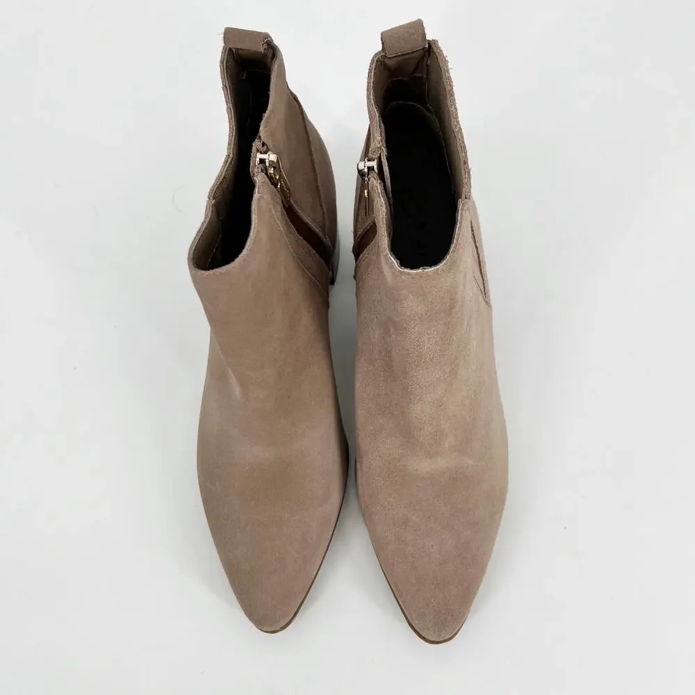 Blondo Laureece Bootie Womens 9.5 M Tan Beige Suede Waterproof Pointed Toe B6659